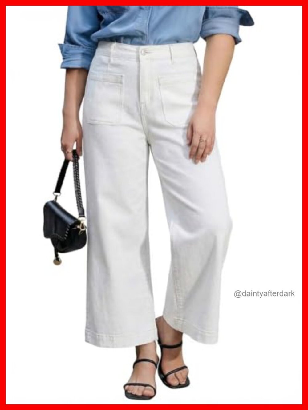 Plus Size High Waisted Wide Leg Stretchy Straight Leg Ankle Jeans with Pockets